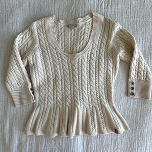 Burberry Women's Cream Cable 70% Wool 30% Cashmere Knit Sweater
